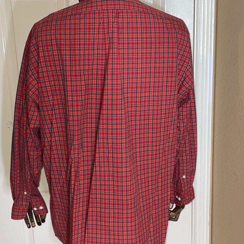Vintage Polo Ralph Lauren Button Down Mens 17.5 Red Yarmouth Plaid Shirt Check‌‍ - Picture 4 of 9